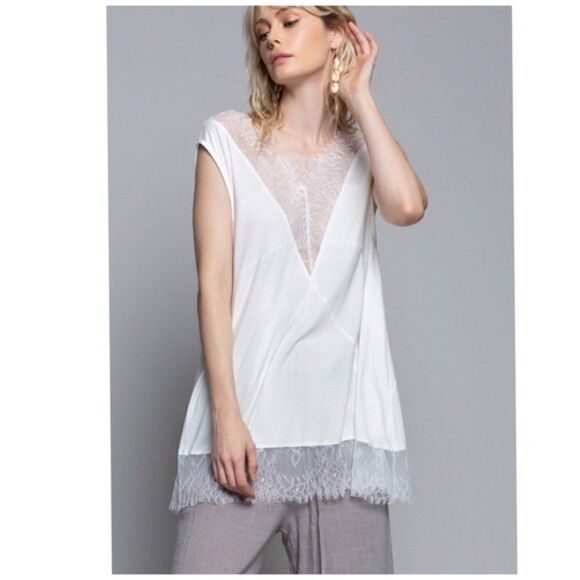 Always Hopeful Knit Top with Lace In Off White. - Picture 8 of 14